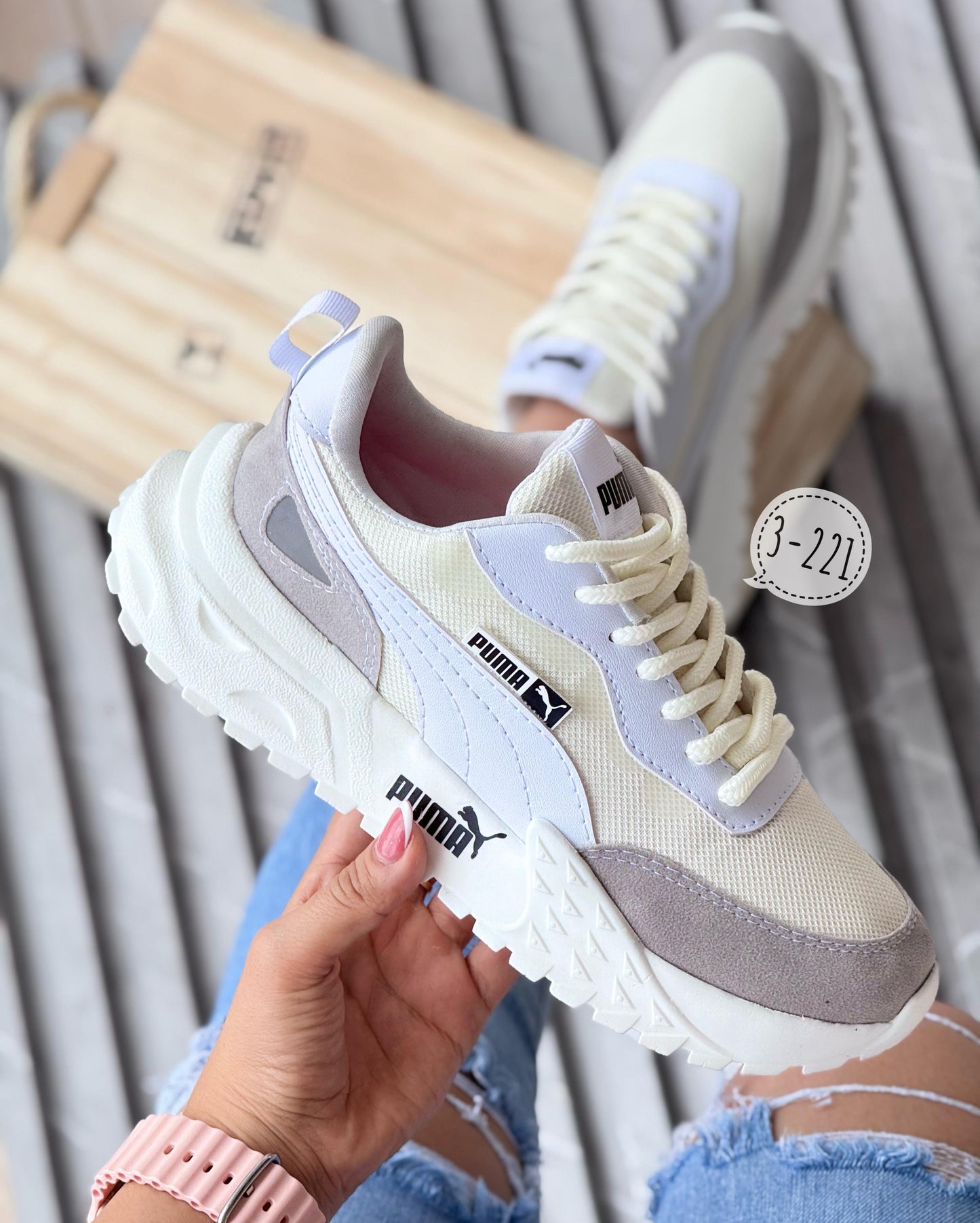 PUMA FEMME - BEIGE BLANCO